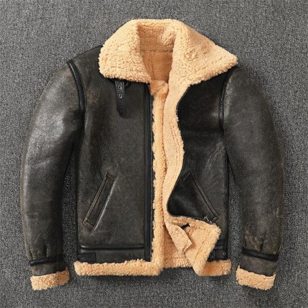 men's leather & faux thickened genuine sheepskin jacket mens retro wool fur for men motorcycle winter coat male clothes, Black
men's leather & faux thickened genuine sheepskin jacket mens retro wool fur for men motorcycle winter coat male clothes, Black