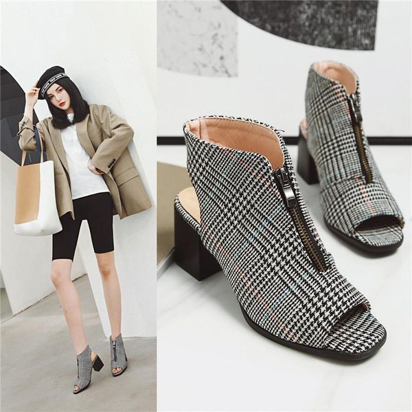 women sandals gladiator high heels zipper fish mouth shoes female fashion summer gingham ankle boots zapatillas mujer, Black
women sandals gladiator high heels zipper fish mouth shoes female fashion summer gingham ankle boots zapatillas mujer, Black