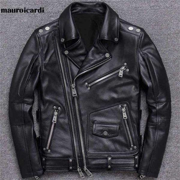 mauroicardi spring black leather motorcycle jacket for men style long sleeve zipper pockets mens leather jackets and coats 211110
mauroicardi spring black leather motorcycle jacket for men style long sleeve zipper pockets mens leather jackets and coats 211110