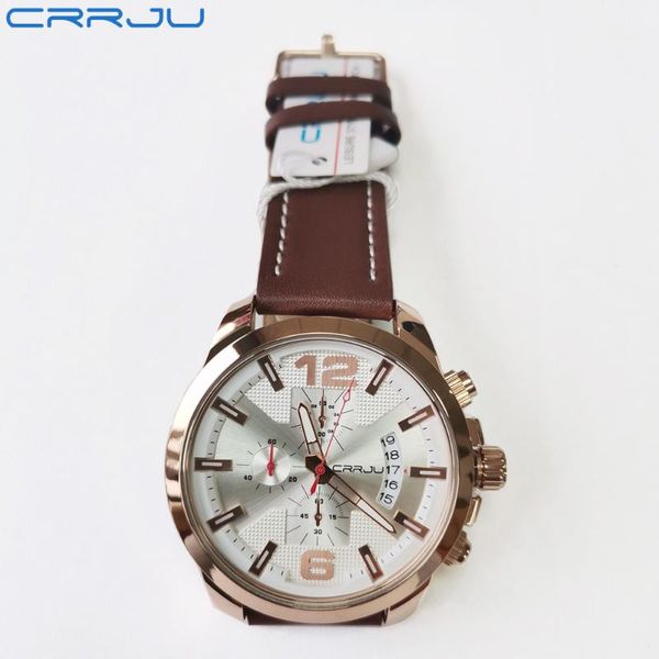 wristwatches crrju watches men chronograph sport leather strap quartz wristwatch relogio masculino, Slivery;brown
wristwatches crrju watches men chronograph sport leather strap quartz wristwatch relogio masculino, Slivery;brown
