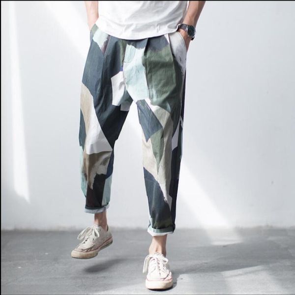 men's pants original personality irregular print men loose casual nine points hairstylist tide flower feet singer costumes, Black
men's pants original personality irregular print men loose casual nine points hairstylist tide flower feet singer costumes, Black
