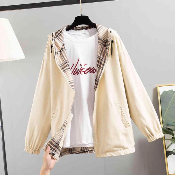 jacket two sides wear women short windbreaker spring autumn loose hooded casual student coat outwear harajuku plaid jacket female, Black;brown
jacket two sides wear women short windbreaker spring autumn loose hooded casual student coat outwear harajuku plaid jacket female, Black;brown