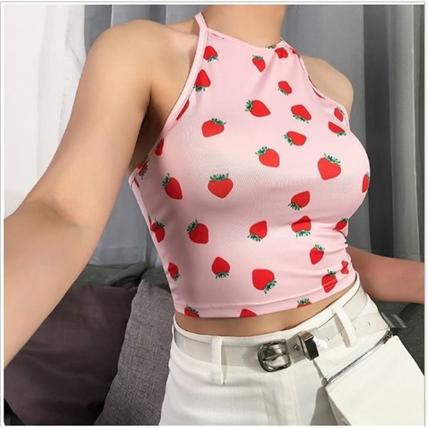 camisoles fashion vest 2021 summer women's sweet strawberry printed, Black;white
camisoles fashion vest 2021 summer women's sweet strawberry printed, Black;white