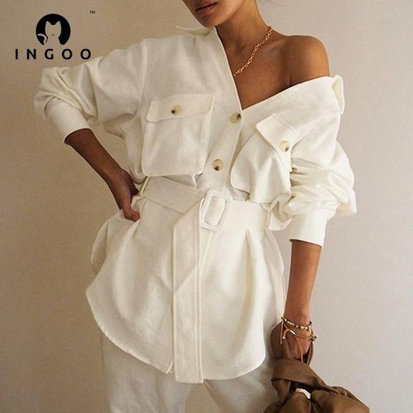 women's jackets ingoo vintage lapel long sleeve shirt jacket with belt women white single breasted corduroy fall fashion street outwear, Black;brown
women's jackets ingoo vintage lapel long sleeve shirt jacket with belt women white single breasted corduroy fall fashion street outwear, Black;brown