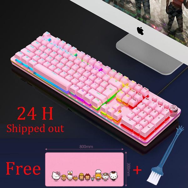 pink mechanical gaming keyboard with rgb backlight/side light blue swicth 30x80cm mousepad keyboards
pink mechanical gaming keyboard with rgb backlight/side light blue swicth 30x80cm mousepad keyboards
