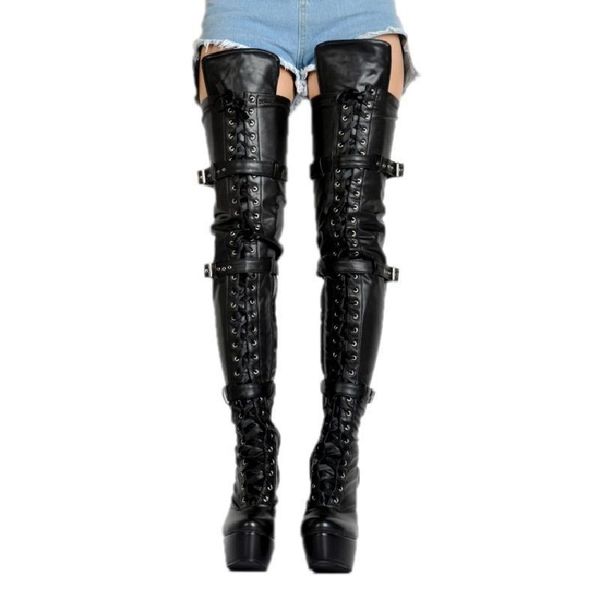 boots thigh high tube super long buckle platform heel thin heels lace-up over the knee shoes women botas mujer, Black
boots thigh high tube super long buckle platform heel thin heels lace-up over the knee shoes women botas mujer, Black