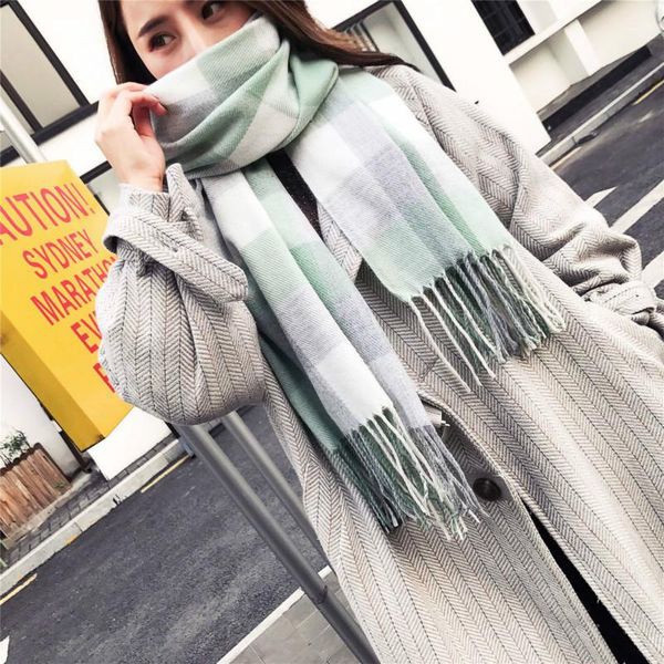 scarves plaid scarf ladies autumn and winter color matching knitting warmth imitation cashmere shawl european american thickened bib, Blue;gray
scarves plaid scarf ladies autumn and winter color matching knitting warmth imitation cashmere shawl european american thickened bib, Blue;gray