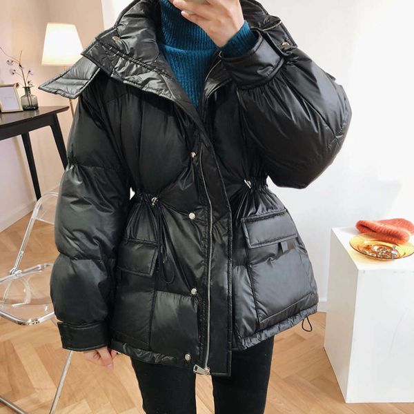 hooded waist cotton padded jacket winter down warm windproof bread coat 933, Black
hooded waist cotton padded jacket winter down warm windproof bread coat 933, Black