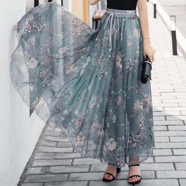 skirts limiguyue women floral elastic high waist chiffon skirt elegant ladies beach holiday big-swing female bohemia long k1316, Black
skirts limiguyue women floral elastic high waist chiffon skirt elegant ladies beach holiday big-swing female bohemia long k1316, Black