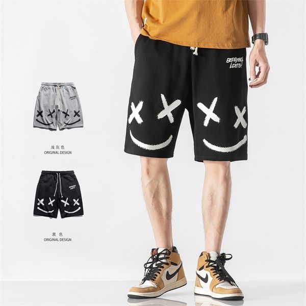 city fanpin 2021 summer new smiling face print shorts sports loose men's fashion pants, White;black
city fanpin 2021 summer new smiling face print shorts sports loose men's fashion pants, White;black