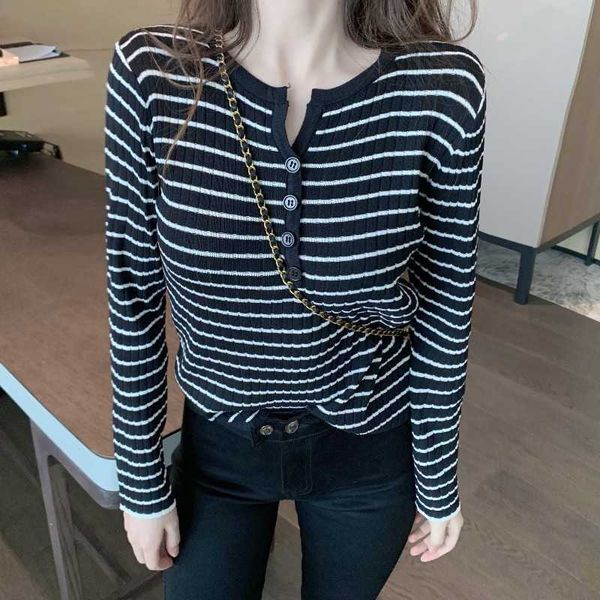 ly varey lin spring autumn women o-neck single breasted sweater knitted basic elasticity striped pullovers lady 210526, White;black
ly varey lin spring autumn women o-neck single breasted sweater knitted basic elasticity striped pullovers lady 210526, White;black