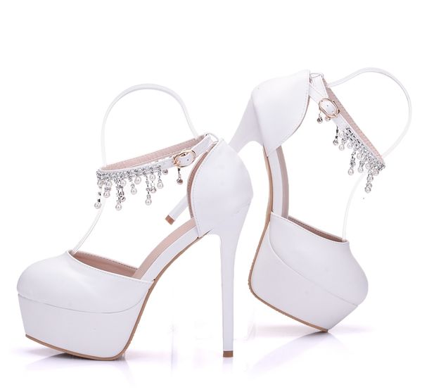 sandals woman white wedding high heel round toe platform ankle pumps bridal prom shoes pearls rhinestone, Black
sandals woman white wedding high heel round toe platform ankle pumps bridal prom shoes pearls rhinestone, Black