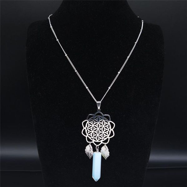 pendant necklaces flower of life stainless steel hexagonal reiki point chakra moonstone stone boho tassel women jewelry n1113s04, Silver
pendant necklaces flower of life stainless steel hexagonal reiki point chakra moonstone stone boho tassel women jewelry n1113s04, Silver