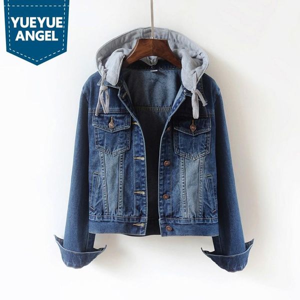 women's jackets denim short coat female 2021 spring slim long sleeve hooded detachable jacket college single breasted outerwear plus si, Black;brown
women's jackets denim short coat female 2021 spring slim long sleeve hooded detachable jacket college single breasted outerwear plus si, Black;brown