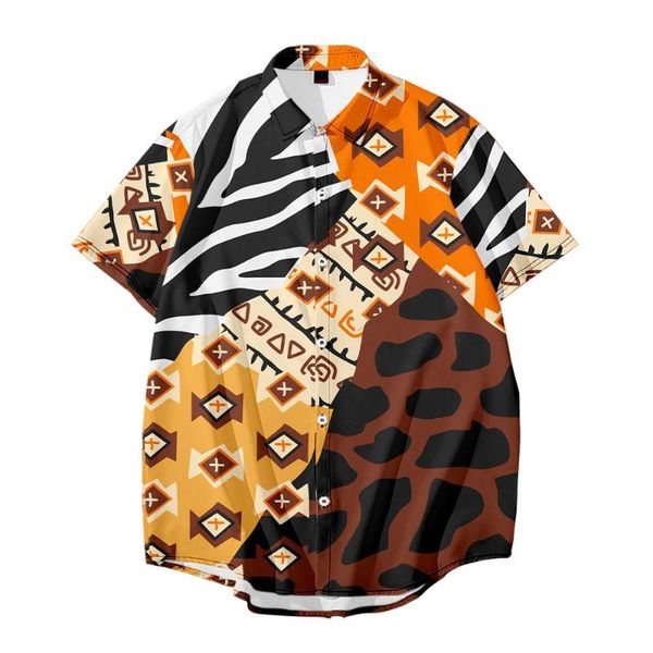 men's casual shirts 2021 autumn geometry 3d digital printing short-sleeved shirt, White;black
men's casual shirts 2021 autumn geometry 3d digital printing short-sleeved shirt, White;black