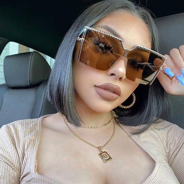 oversized square sunglasses women vintage alloy frame sun glasses clear lens one piece rimless eyewear shade bulk, White;black
oversized square sunglasses women vintage alloy frame sun glasses clear lens one piece rimless eyewear shade bulk, White;black