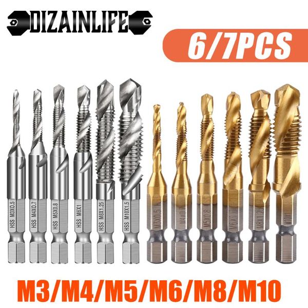 6/7pcs hss screw thread metric tap drill bits set titanium plated m3-m10 hex shank compound machine hand tools
6/7pcs hss screw thread metric tap drill bits set titanium plated m3-m10 hex shank compound machine hand tools
