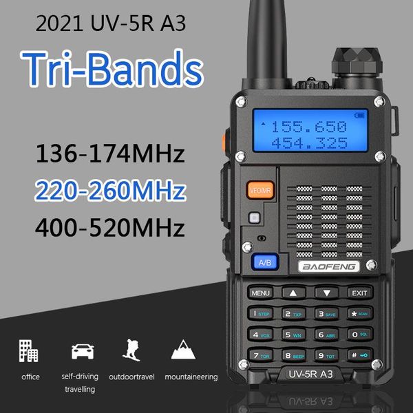 baofeng uv-5r a3 5w tri-band two way radio 220-260mhz portable handheld ham transceiver uv- 5rx3 iii walkie talkie
baofeng uv-5r a3 5w tri-band two way radio 220-260mhz portable handheld ham transceiver uv- 5rx3 iii walkie talkie