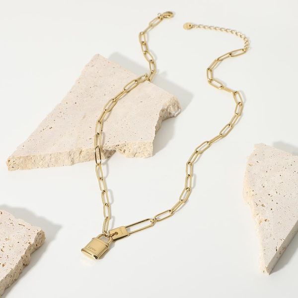 pendant necklaces 14k gold plated stainless steel creative love lock choker jewelry double necklace for women, Silver
pendant necklaces 14k gold plated stainless steel creative love lock choker jewelry double necklace for women, Silver