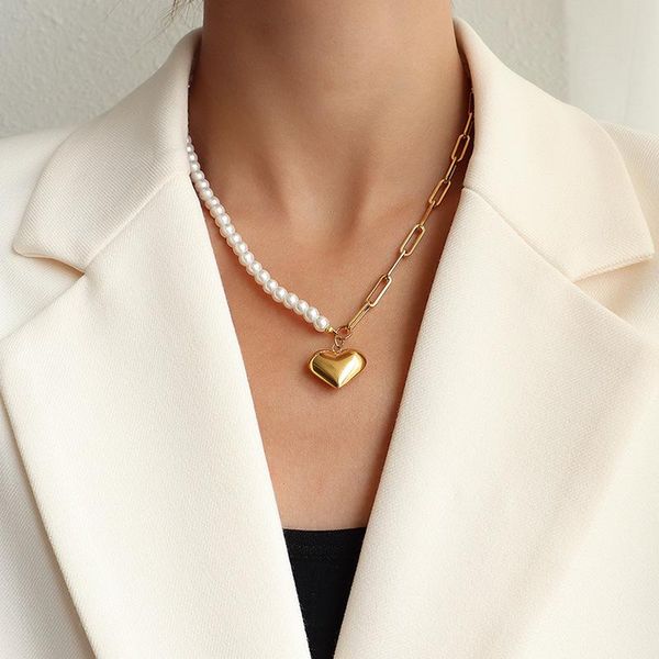 pendant necklaces fashion gold color 316l stainless steel heart necklace for women neck chain, simulated pearl woman jewelry, Silver
pendant necklaces fashion gold color 316l stainless steel heart necklace for women neck chain, simulated pearl woman jewelry, Silver