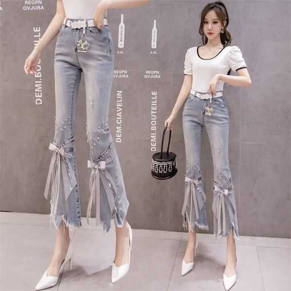 high waist jeans women ripped cropped jeans womens 2021 spring summer new irregular beaded bow flared denim pants ladies jeans, Blue
high waist jeans women ripped cropped jeans womens 2021 spring summer new irregular beaded bow flared denim pants ladies jeans, Blue