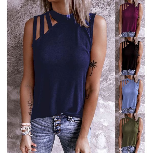 2021 spring and summer new solid round neck sleeveless off shoulder vest t-shirt, White
2021 spring and summer new solid round neck sleeveless off shoulder vest t-shirt, White