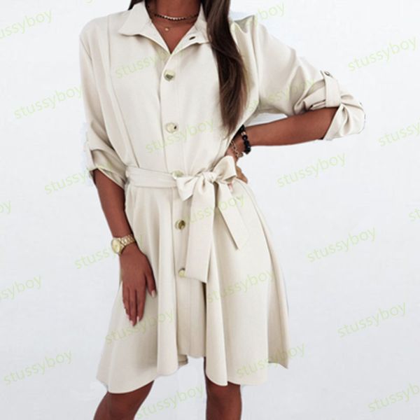 spring autumn new womens work dresses female lace up button dress woman solid color waist casual shirt dress size s-2xl, White;black
spring autumn new womens work dresses female lace up button dress woman solid color waist casual shirt dress size s-2xl, White;black