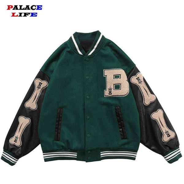 hip hop furry bone patchwork color block ets mens harajuku college style bomber et men baseball coats 3 color, Black
hip hop furry bone patchwork color block ets mens harajuku college style bomber et men baseball coats 3 color, Black