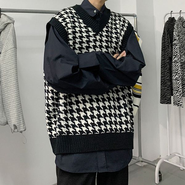 mens sweater vest v-neck fashion harajuku sweater personality korean clothes casual loose retro pullover men knitting sweaters, White;black
mens sweater vest v-neck fashion harajuku sweater personality korean clothes casual loose retro pullover men knitting sweaters, White;black