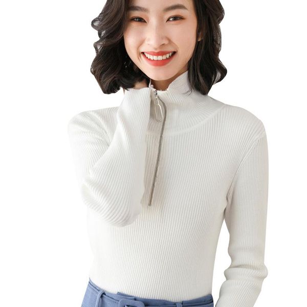 women's sweaters tailor sheep knit sweater spring autumn thin version zipper inner base long-sleeved top, White;black
women's sweaters tailor sheep knit sweater spring autumn thin version zipper inner base long-sleeved top, White;black
