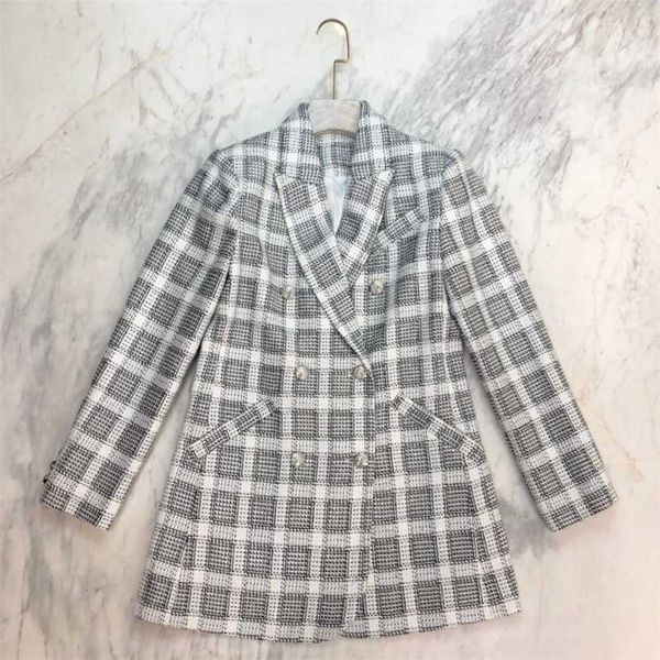 autumn winter blazer normal version and fashion design plaid for ladies femme 210930, White;black
autumn winter blazer normal version and fashion design plaid for ladies femme 210930, White;black