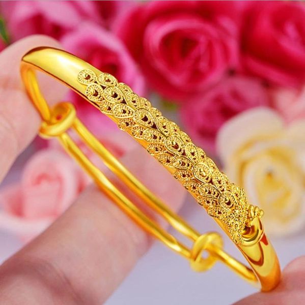 bangle 24k gold bracelet fashion peacock push and pull hollow out for women african bride wedding jewelry gifts, Black
bangle 24k gold bracelet fashion peacock push and pull hollow out for women african bride wedding jewelry gifts, Black