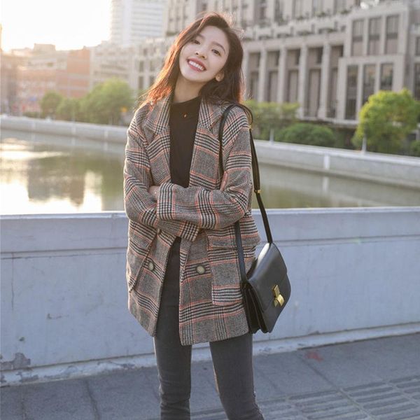 women's wool & blends coat winter autumn fashion elegant mother plaid slim long tweed woolen outerwear female, Black
women's wool & blends coat winter autumn fashion elegant mother plaid slim long tweed woolen outerwear female, Black