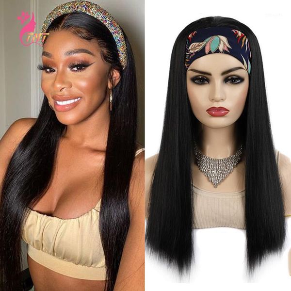 long straight headband wigs natural color wig synthetic hair glueless for women high temperature fiber 22''1, Black
long straight headband wigs natural color wig synthetic hair glueless for women high temperature fiber 22''1, Black