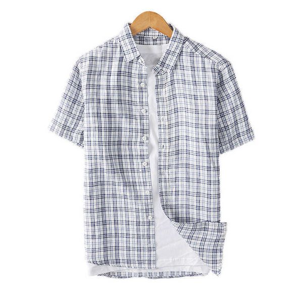 plaid short sleeve shirt for men summer turn-down collar casual 95% linen japanese fashion male clothing 210601, White;black
plaid short sleeve shirt for men summer turn-down collar casual 95% linen japanese fashion male clothing 210601, White;black