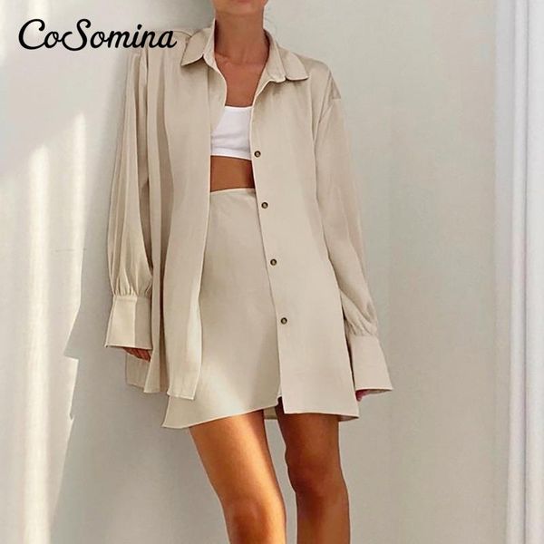 women's tracksuits cosomina office summer women suit sets basic high waist skirt and loose casual shirt female two piece set patchwork, Gray
women's tracksuits cosomina office summer women suit sets basic high waist skirt and loose casual shirt female two piece set patchwork, Gray