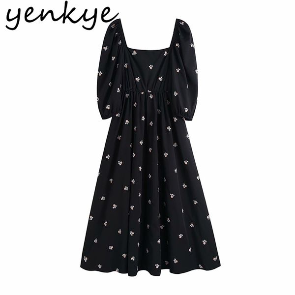 vintage black floral embroidery dress women square neck puff sleeve a-line long summer vestido 210514, Black;gray
vintage black floral embroidery dress women square neck puff sleeve a-line long summer vestido 210514, Black;gray
