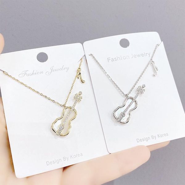 chains nordic violin necklace women's european and american fashion micro-inlaid guitar clavicle chain pendant women, Silver
chains nordic violin necklace women's european and american fashion micro-inlaid guitar clavicle chain pendant women, Silver