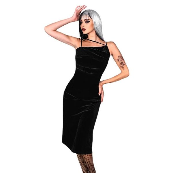 casual dresses 2021 vintage black women early spring velvet slim-fit slimming temperament mid-length strap dress midi party, Black;gray
casual dresses 2021 vintage black women early spring velvet slim-fit slimming temperament mid-length strap dress midi party, Black;gray