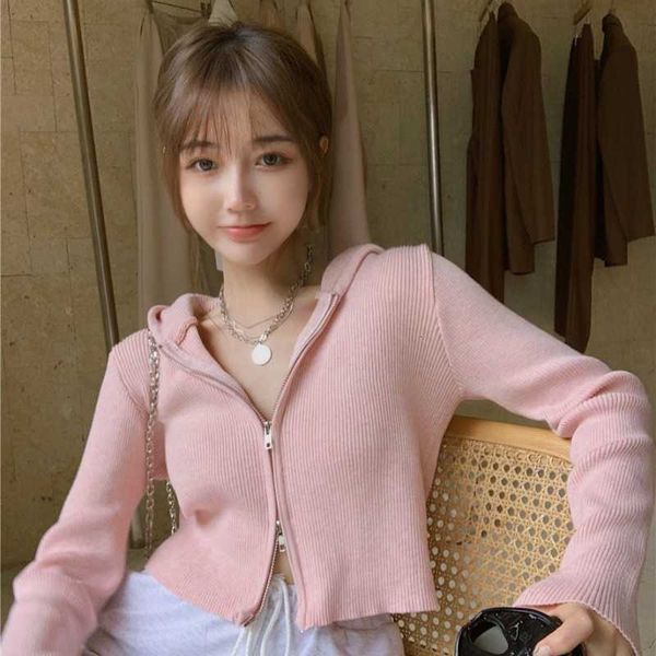 women's sweaters knit women pink slim-fit hooded sweater spring short two-way zipper cardigan jacket nyo8, White;black
women's sweaters knit women pink slim-fit hooded sweater spring short two-way zipper cardigan jacket nyo8, White;black