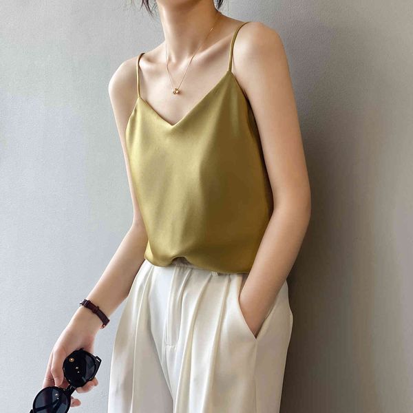 women's tanks & camis temperament satin v-neck suspender for women 2021 summer solid korean style sleeveless vest hnoq, White
women's tanks & camis temperament satin v-neck suspender for women 2021 summer solid korean style sleeveless vest hnoq, White