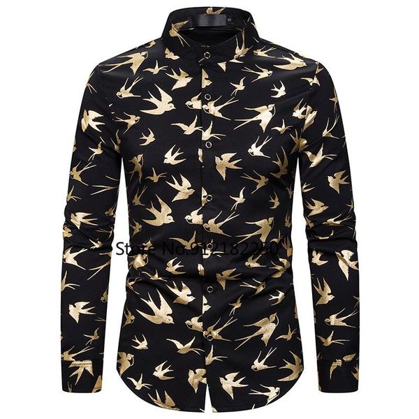 men's casual shirts mens long sleeve bronzing print mandarin collar dress 2021 brand slim fit nightclub shirt men camisa social masculi, White;black
men's casual shirts mens long sleeve bronzing print mandarin collar dress 2021 brand slim fit nightclub shirt men camisa social masculi, White;black