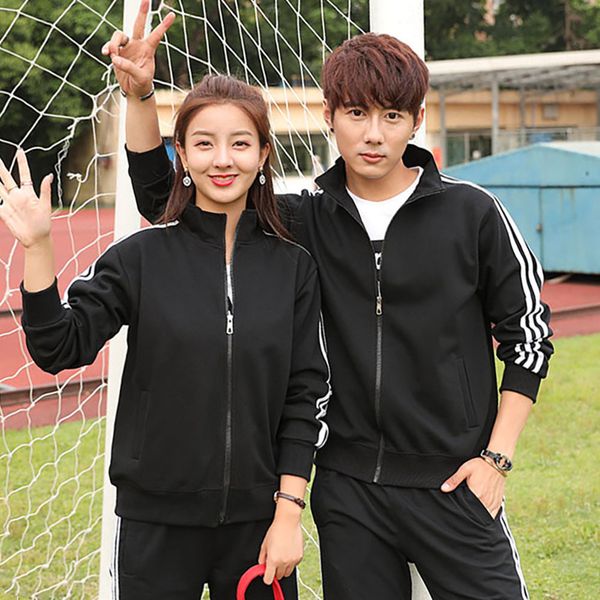 couple sports two-piece men's sweater women's casual wear striped three bar round neck fitns running suit, Gray
couple sports two-piece men's sweater women's casual wear striped three bar round neck fitns running suit, Gray