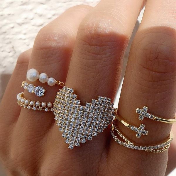 wedding rings bohemian heart gold clor for women boho love micro cubic zirconia ring 2021 female finger statement fashion jewelry, Slivery;golden 
wedding rings bohemian heart gold clor for women boho love micro cubic zirconia ring 2021 female finger statement fashion jewelry, Slivery;golden