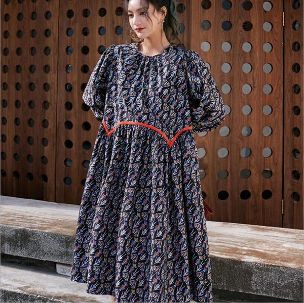 casual dresses spring 2021 floral pleated dress elegant party long sleeve women's french retro loose vestidos, Black;gray
casual dresses spring 2021 floral pleated dress elegant party long sleeve women's french retro loose vestidos, Black;gray