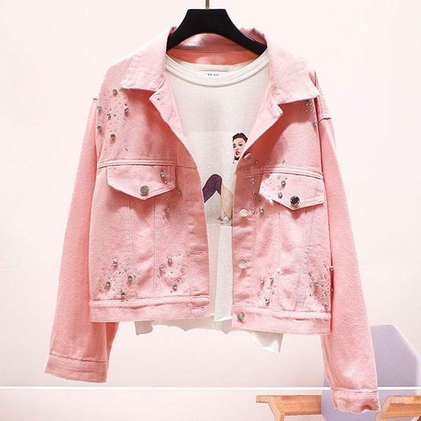 women's jackets 2021 spring women short jean coat chic beading diamonds harajuku candy colors denim jacket chaquetas mujer korean femal, Black;brown
women's jackets 2021 spring women short jean coat chic beading diamonds harajuku candy colors denim jacket chaquetas mujer korean femal, Black;brown