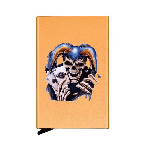 card holders funny clown skull fully automatic men anti protect travel metal rfid holder wallet women aluminum case, Brown;gray
card holders funny clown skull fully automatic men anti protect travel metal rfid holder wallet women aluminum case, Brown;gray