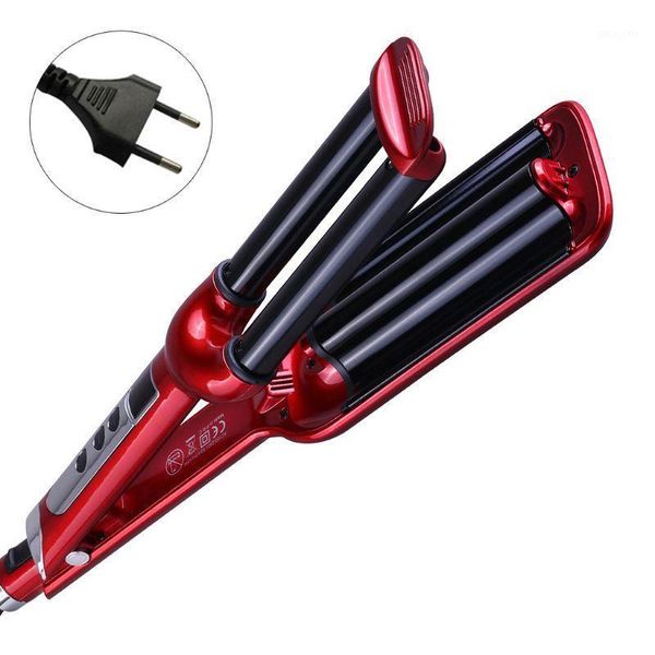 pro ceramic triple barrel hair wave waver curling iron curler eu plug styling tools 95ac1, Black
pro ceramic triple barrel hair wave waver curling iron curler eu plug styling tools 95ac1, Black