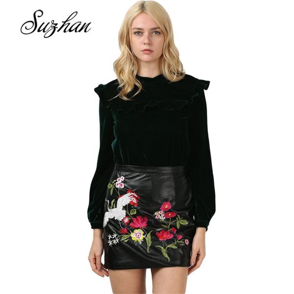 skirts suzhan floral embroidery bkirts retro high waist skirt feminino women fashion back zipper mini pu leather, Black
skirts suzhan floral embroidery bkirts retro high waist skirt feminino women fashion back zipper mini pu leather, Black