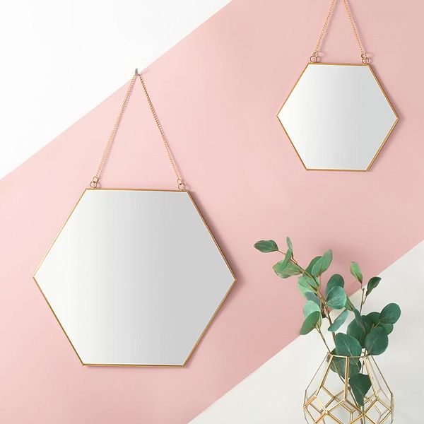 nordic simple geometric golden brass hexagonal mirror bathroom porch hanging mirrors lady makeup home decor accessories
nordic simple geometric golden brass hexagonal mirror bathroom porch hanging mirrors lady makeup home decor accessories